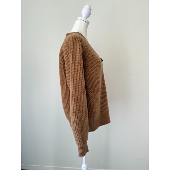 Everlane S Camel Brown Wool Blend Oversized Cardigan Sweater Button Front Cozy - Picture 4 of 12